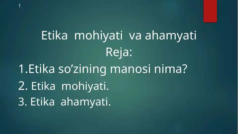 Etikamohiyati va ahamyati