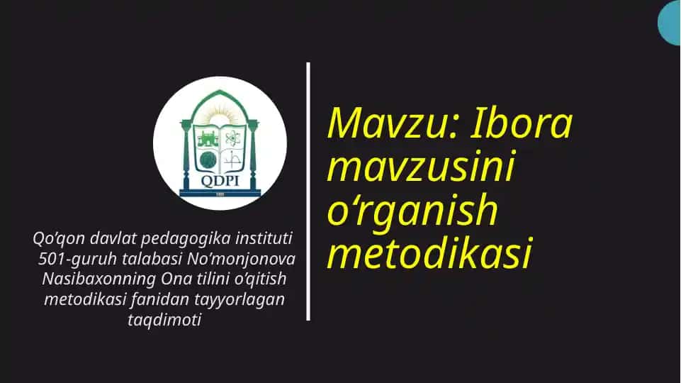 Iboramavzusini o‘rganish metodikasi