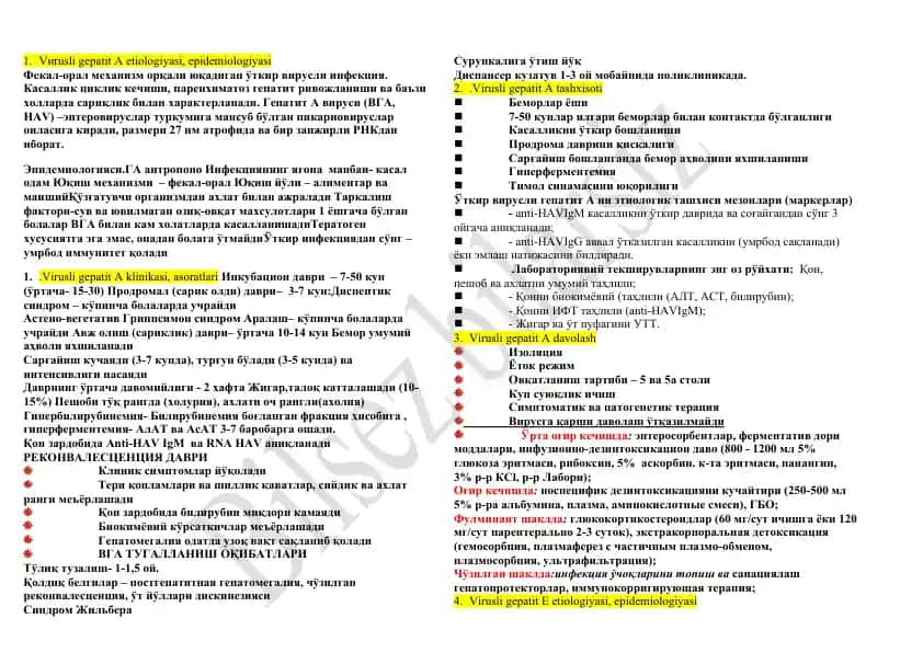 Virusli gepatit A etiologiyasi, epidemiologiyasi