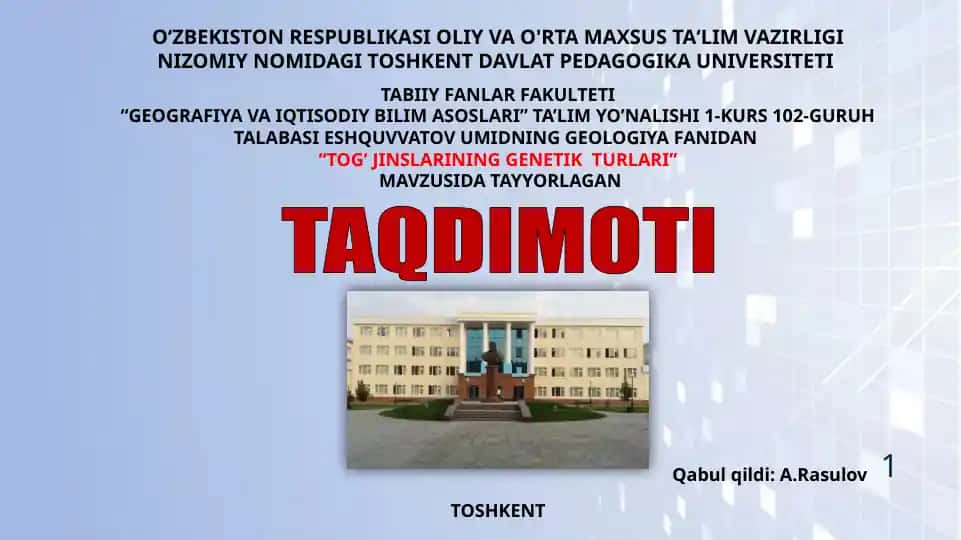 Tog’ jinslarining genetik turlari