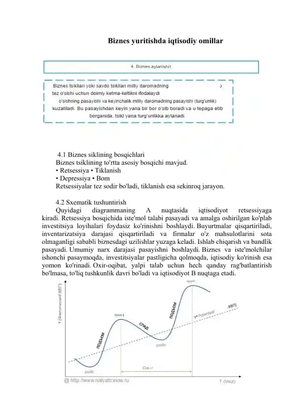 Biznes yuritishda iqtisodiy omillar