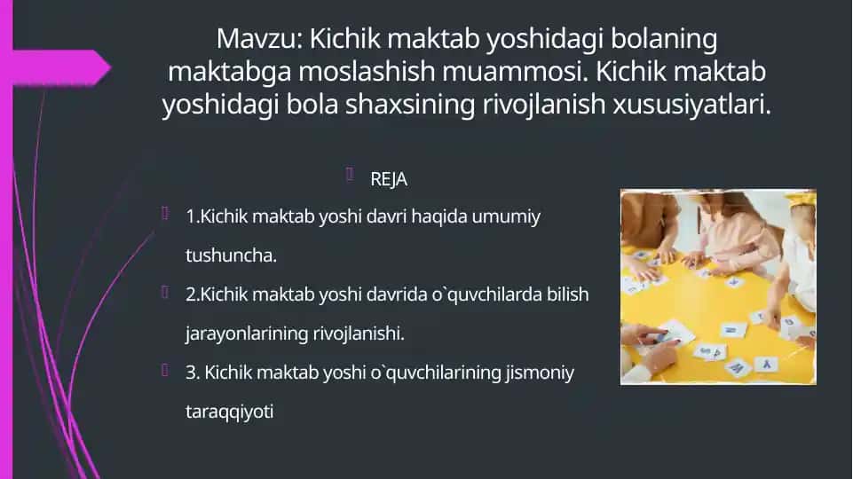 Kichik maktab yoshidagi bolaning maktabga moslashish muammosi