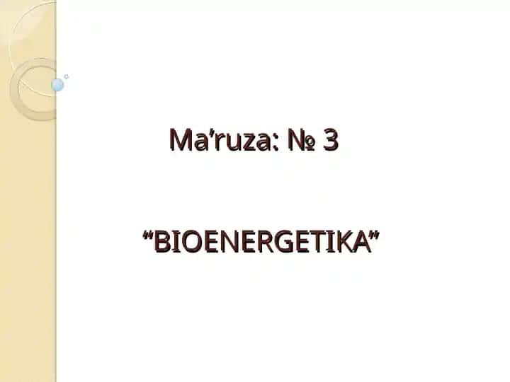 BIOENERGETIKA