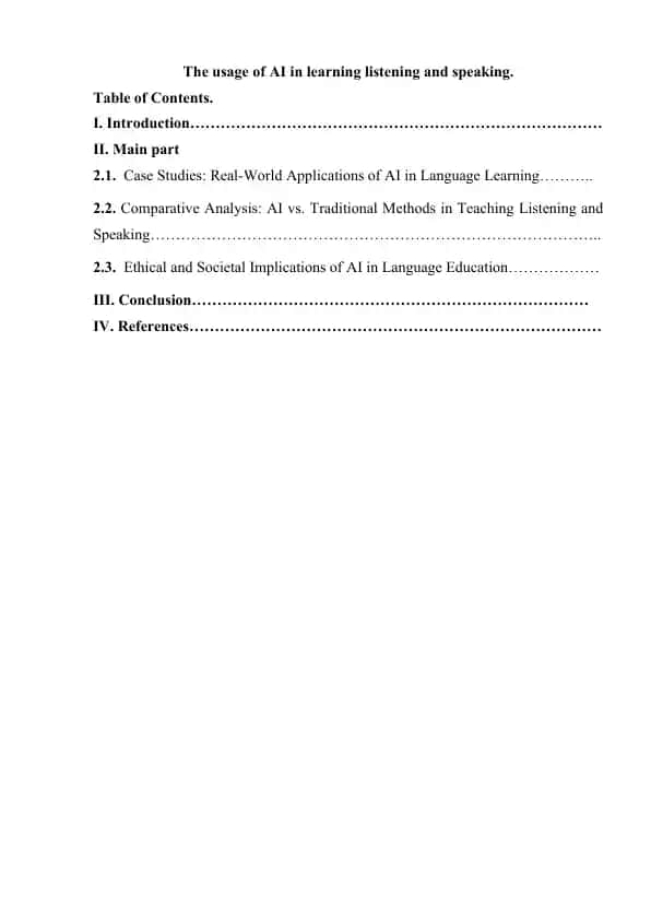 The Usage of AI in Learning Listening and Speaking (Course Paper)