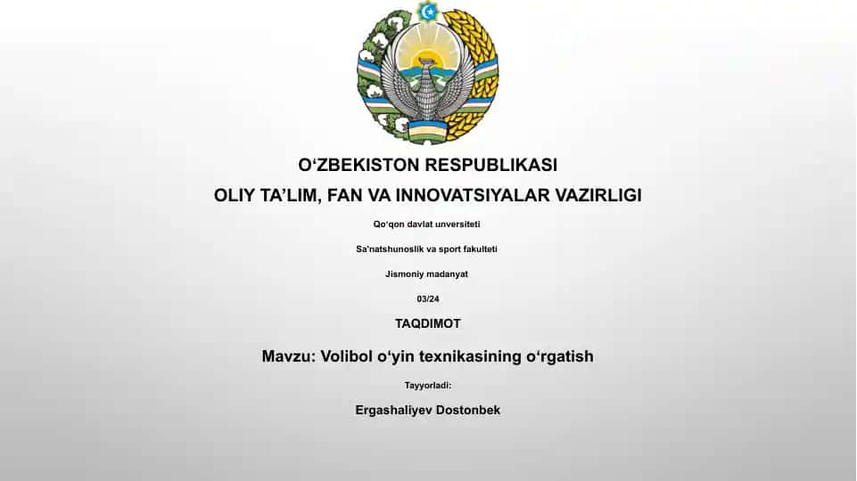 Volibol oʻyin texnikasining oʻrgatish