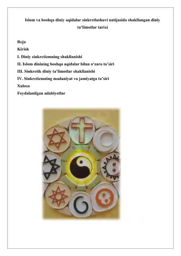 Islom va boshqa diniy aqidalar o‘rtasidagi sinkretlashuv tarixi