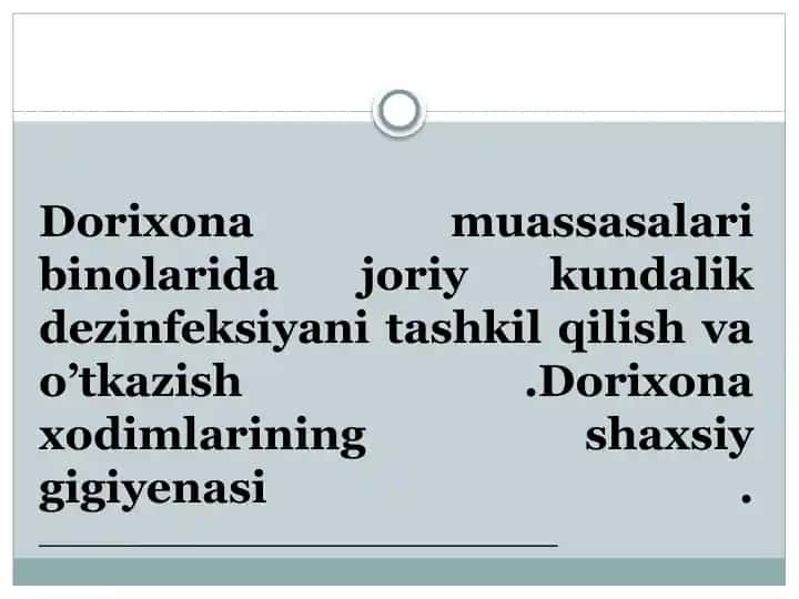 Dorixona dezinfeksiyasi uchun yo'l qo'yish usullari