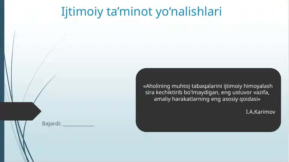 Ijtimoiy ta’minot yo‘nalishlari
