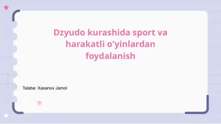 Dzyudo kurashida sport va harakatli o'yinlardan foydalanish