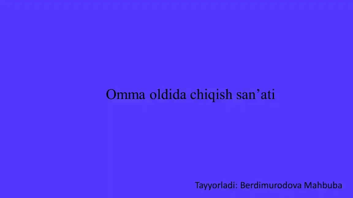 Omma oldida chiqish sanʼati