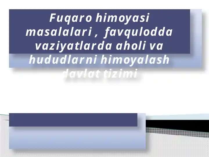 Favquloddavaziyatlarda Aholi va Hududlarni Himoyalash Davlatizimi
