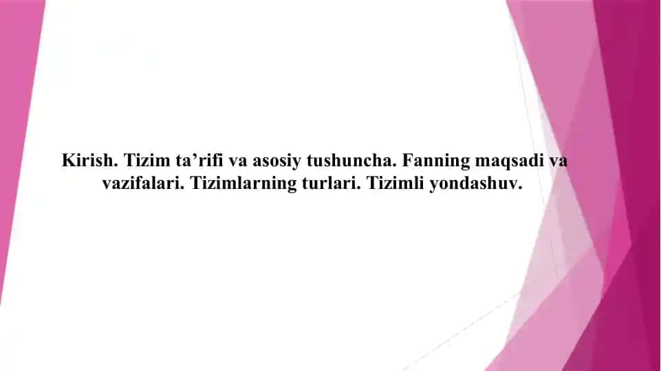 Tizimlar va jarayonlar