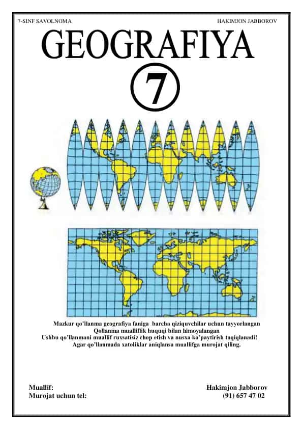 7-sinf savolnoma (geografiya)