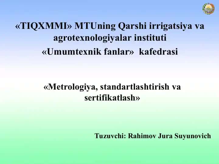 "Standartlashtirish asoslari"