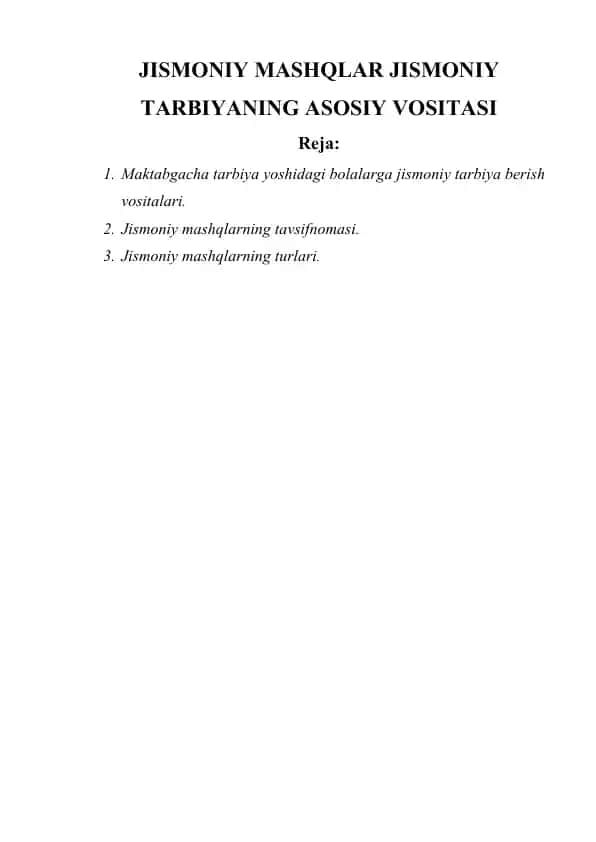 Jismoniy Mashqlar