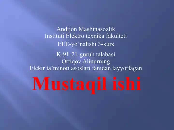 Andijon Mashinasozlik Instituti Elektrotexnika fakulteti