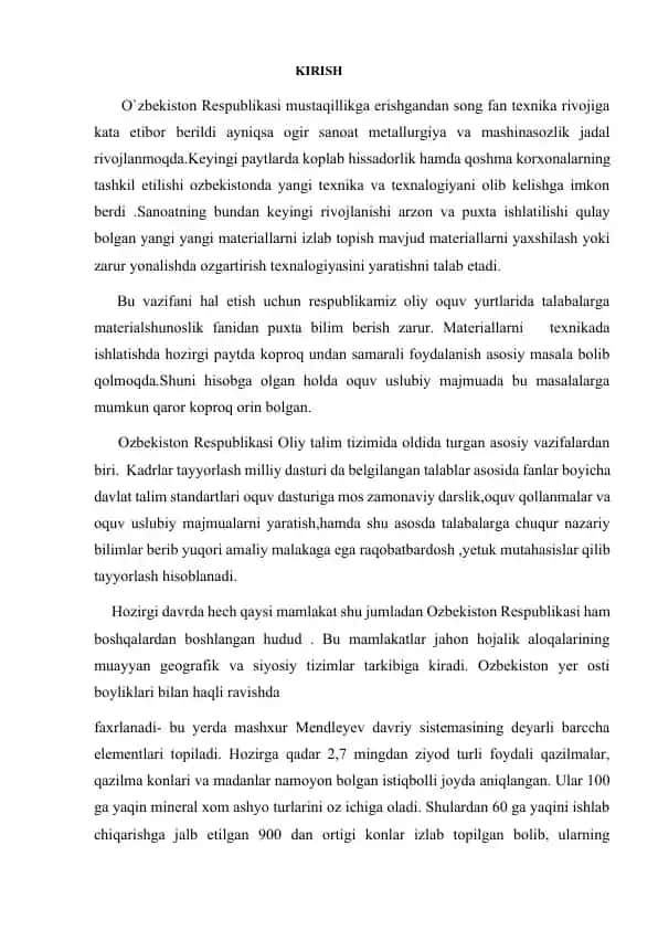 Materialshunoslik fanidan puxta bilim