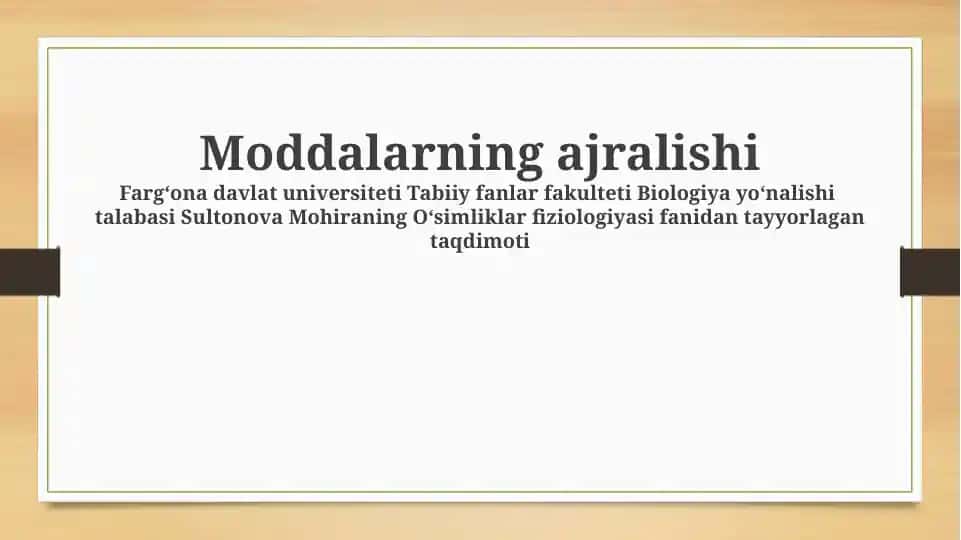 Oʻsimliklar fiziologiyasi taqdimoti