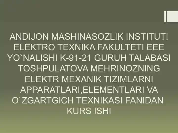 Elektr Mexanik Tizimlarni Apparatlari