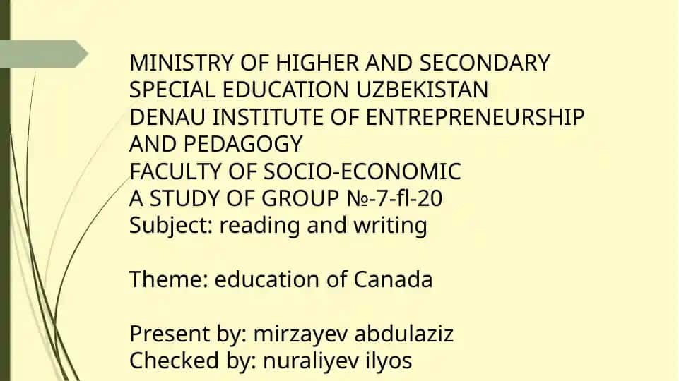 "EDUCATION IN CANADA"