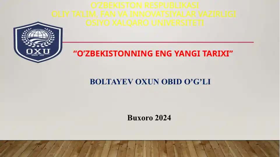 "O'ZBEKISTONNING ENG YANGI TARIXI"