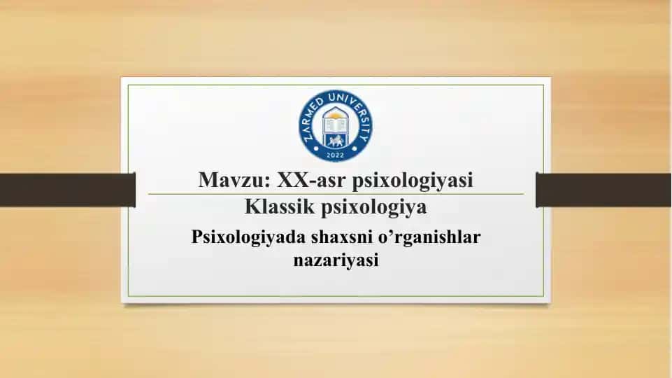 XX-asr psixologiyasi Klassik psixologiya