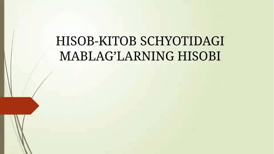 Hisob-kitob schyotidagi mablag’larning hisobi