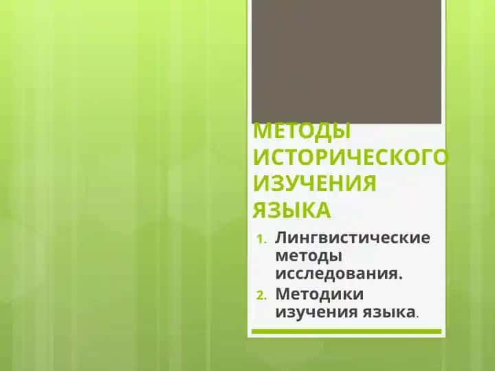 МЕТОДЫ ИСТОРИЧЕСКОГО ИЗУЧЕНИЯ ЯЗЫКА