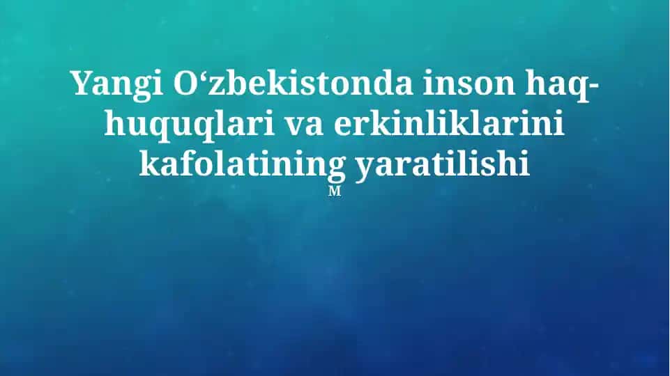 Yangi Oʻzbekistonda inson haq-huquqlari va erkinliklarini kafolatining yaratilishi