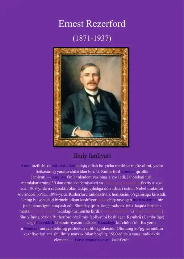 Ernest Rezerford haqida taqdimot