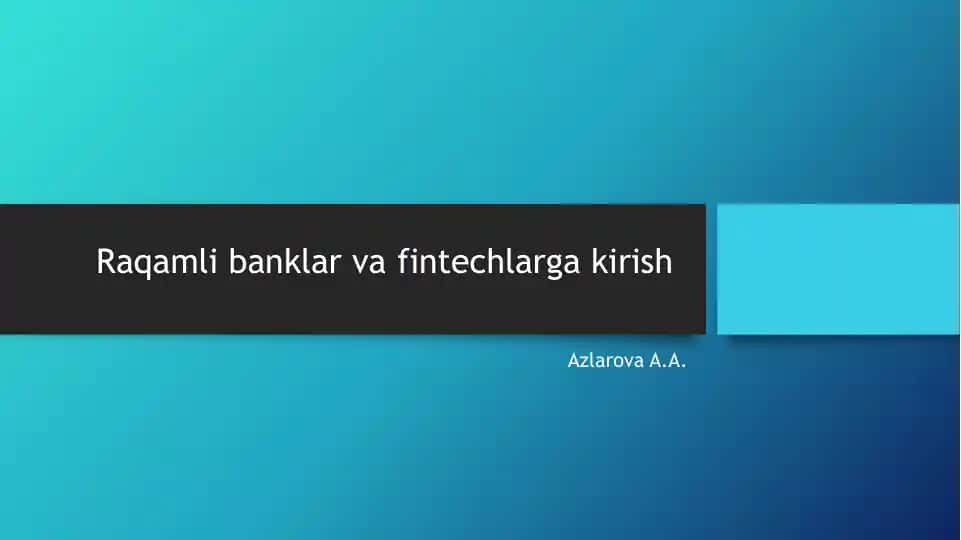 Raqamlibanklarvafintechlargakirish