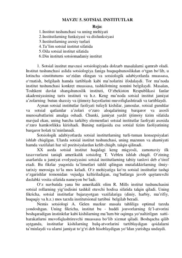 Sotsial institutlar