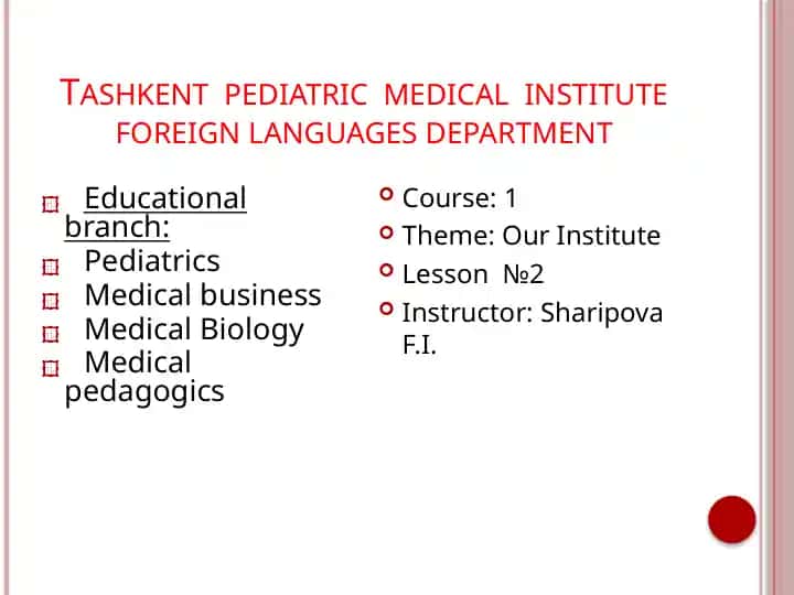 Tashkent pediatric medical institute