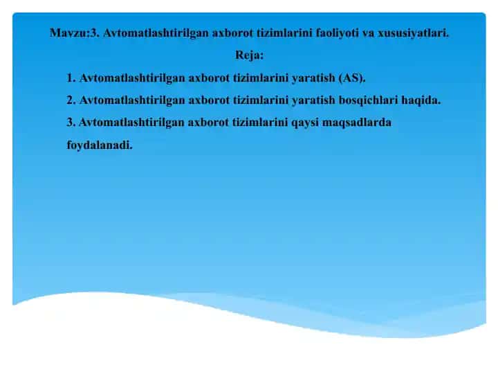 Avtomatlashtirilgan axborot tizimlari