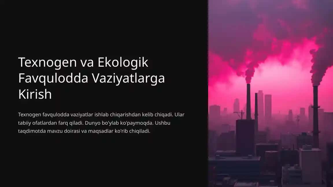 Texnogen Favqulodda Vaziyatlarni Tushunish