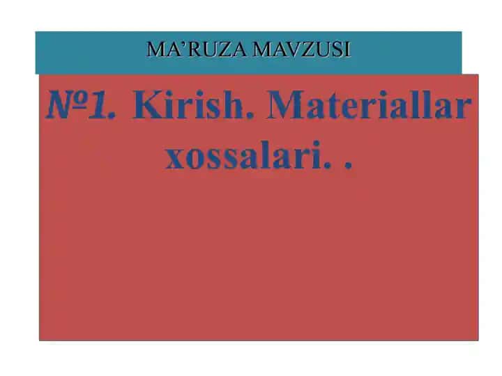 Konstruktsion materiallar texnologiyasi