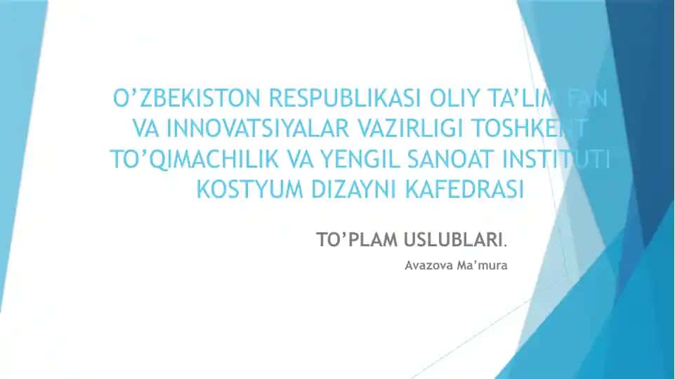 TO’PLAM USLUBITARIXI.