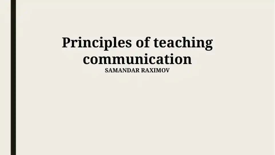 Principles of teaching communication