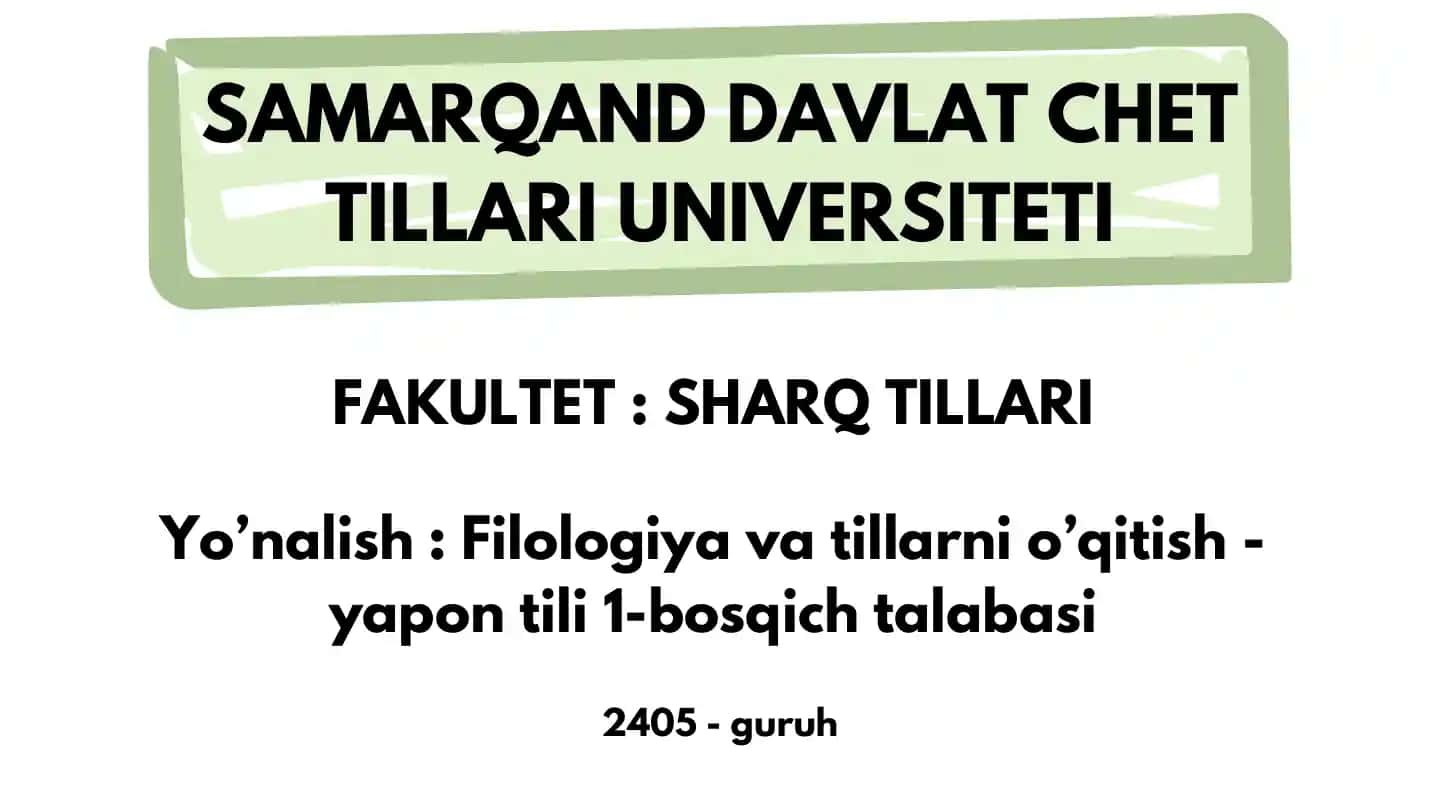 O'zbek Tilini O'qitish Asoslari