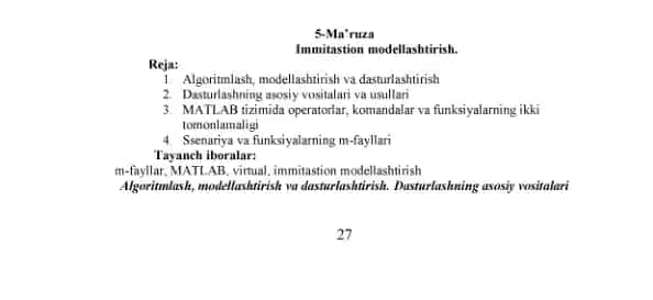 Matlab tizimi