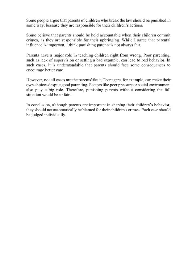 Parents' Responsibility for Children's Actions
