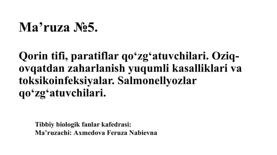 Qorin Tifi, Paratiflar Qo‘zg‘atuvchilari