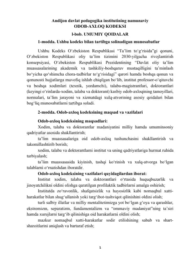 ODOB-AXLOQ KODEKSI