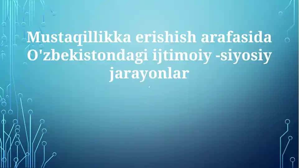 Mustaqillikning yolg'izlik yilida o'zbekistonda ijtimoiy - siyosiy jarayonlar