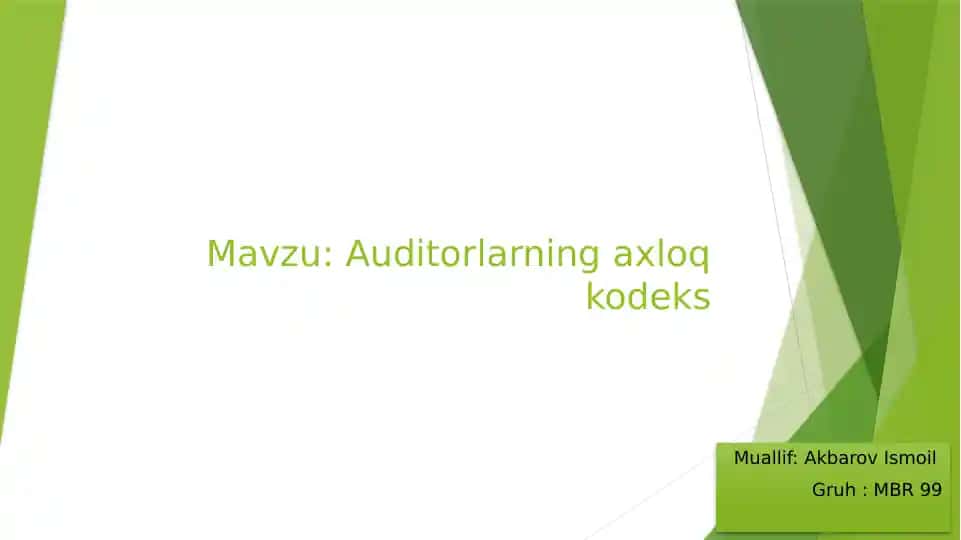 Auditorlarning axloq kodeksi