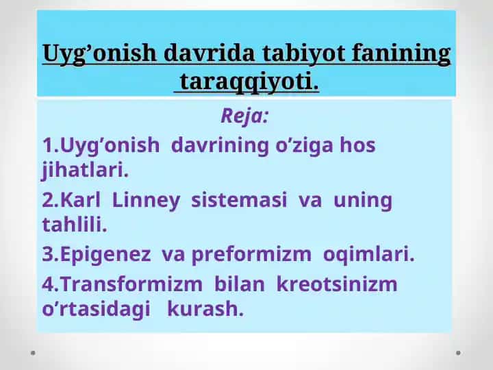 Uyg'onish davrida tabiyot fanining taraqqiyoti
