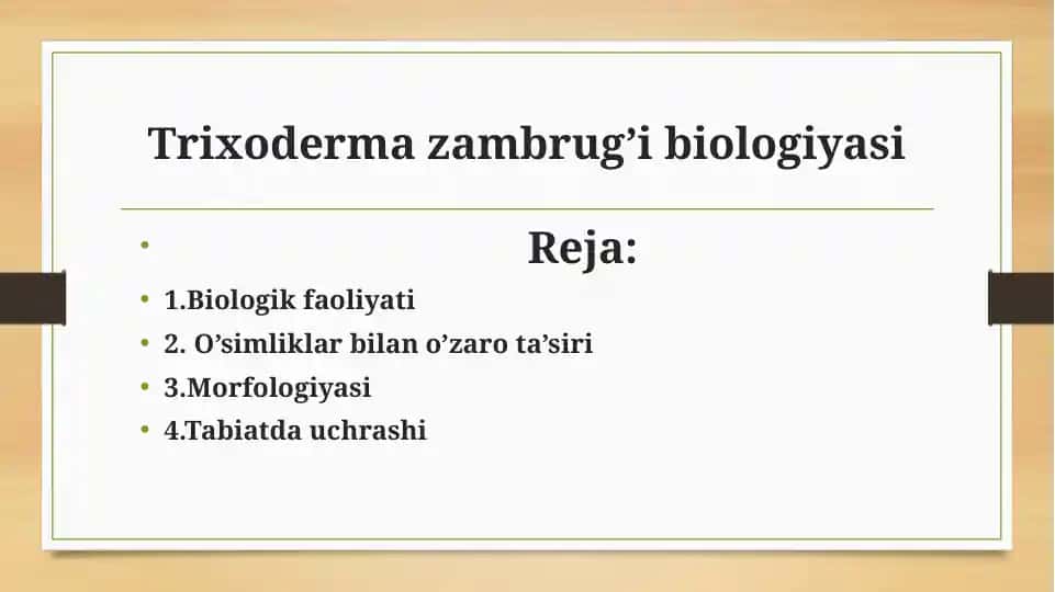 Trixodermazambrug’ibiologiyasi