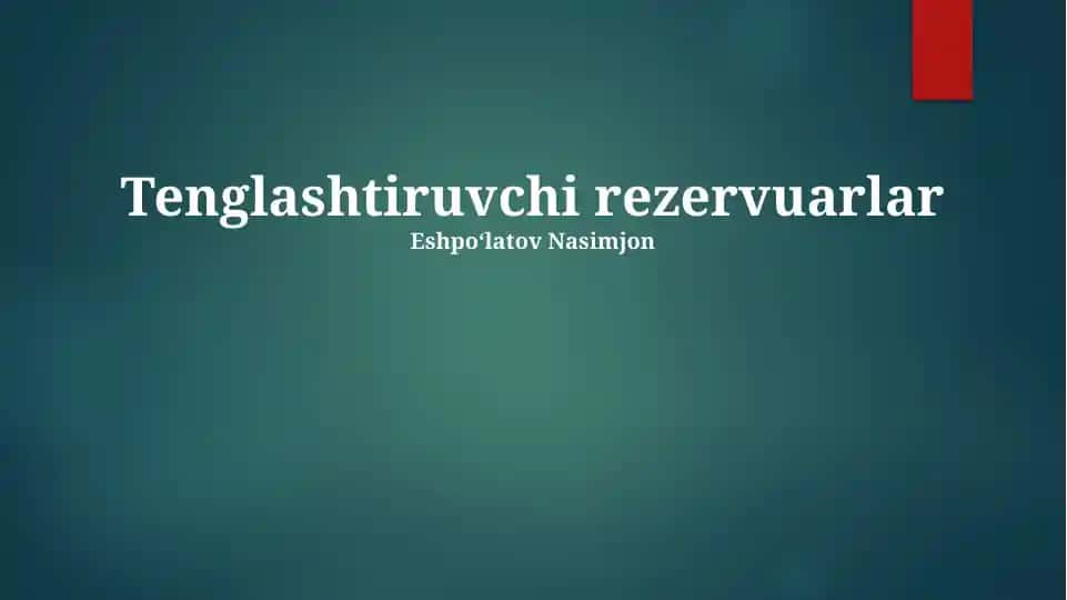Kompensatsiya rezervuarlar