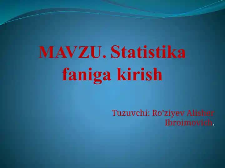 Statistika faniga kirish