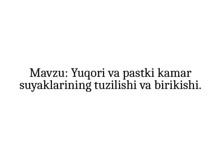 Yuqori va pastki kamar suyaklarining tuzilishi va birikishi